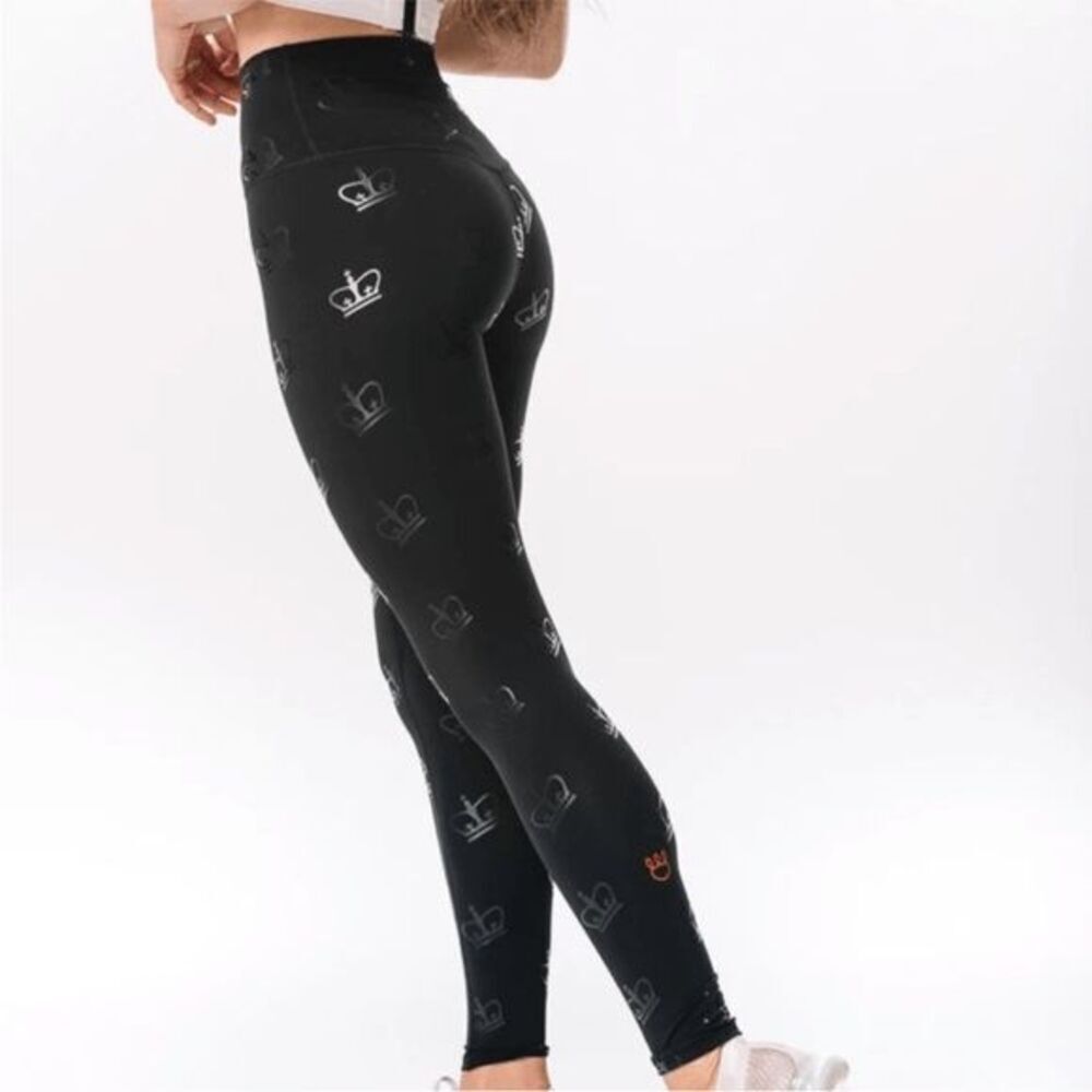 KadyLuxe Crown Tonal Leggings Black Size Medium  C